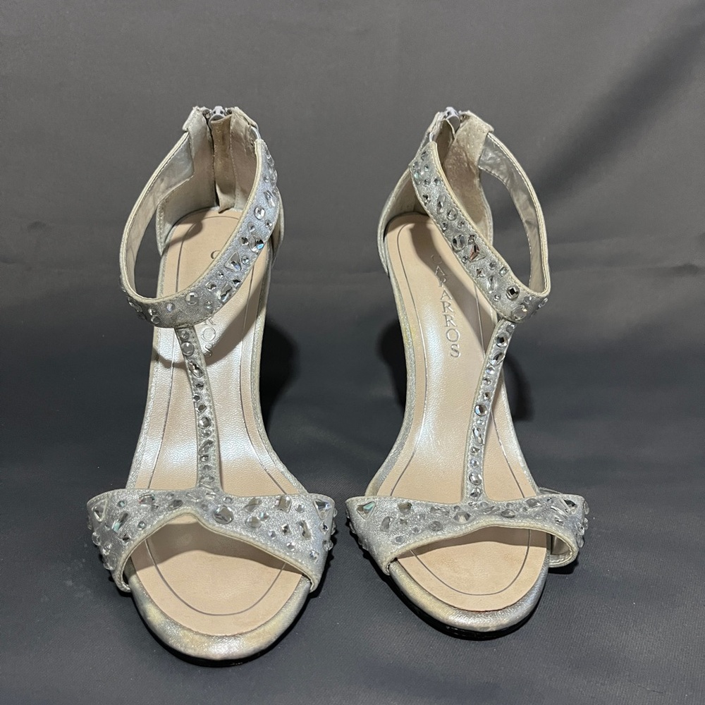 Elegant Silver Jewel Bedazzled Women's Heels